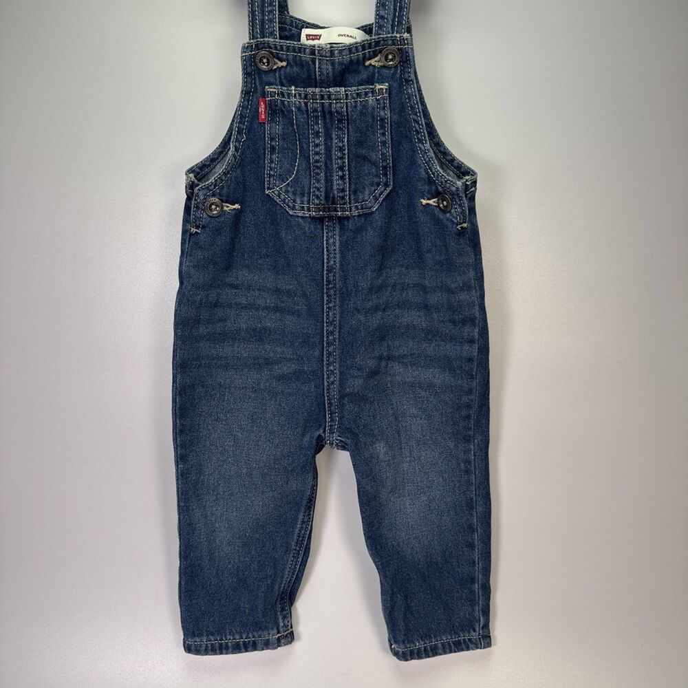 Levi's Toddler Unisex Size 18 Month Blue Denim Overalls 100% Cotton Button